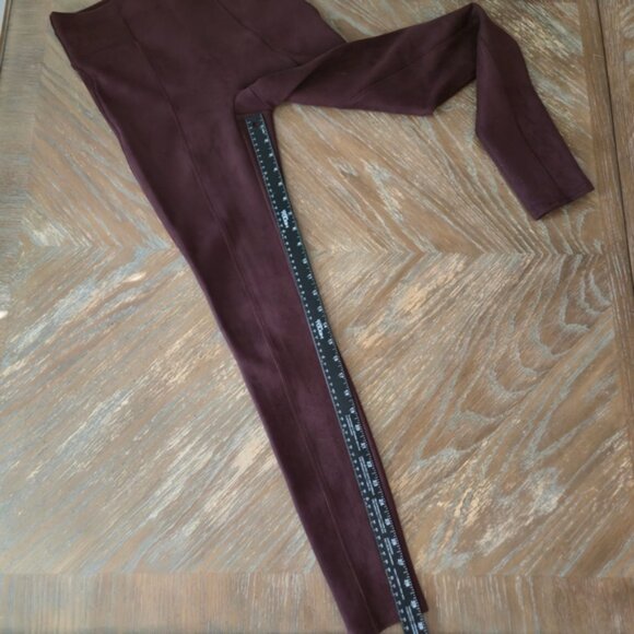 Spanx Faux Suede High-Waisted Leggings Tall Long S Brown Burgundy Soft Luxe - Picture 8 of 11